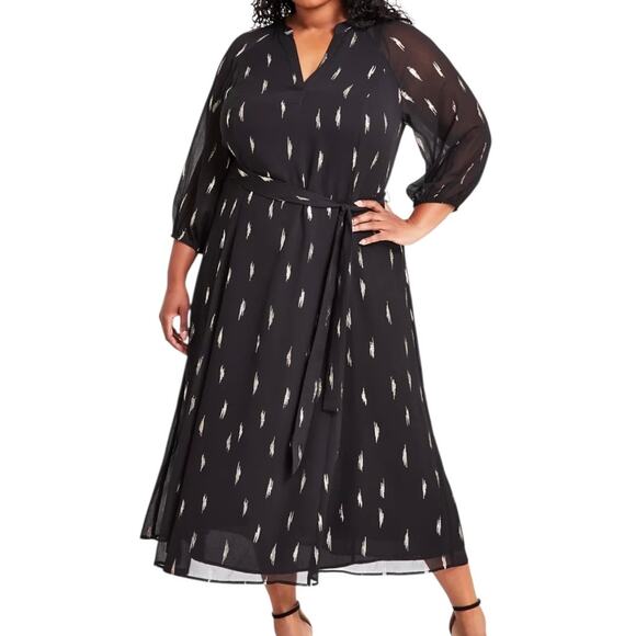 Vince Camuto Dresses & Skirts - Vince Camuto Women’s 3/4 Sleeve Belted Maxi Dress Black Size 1X